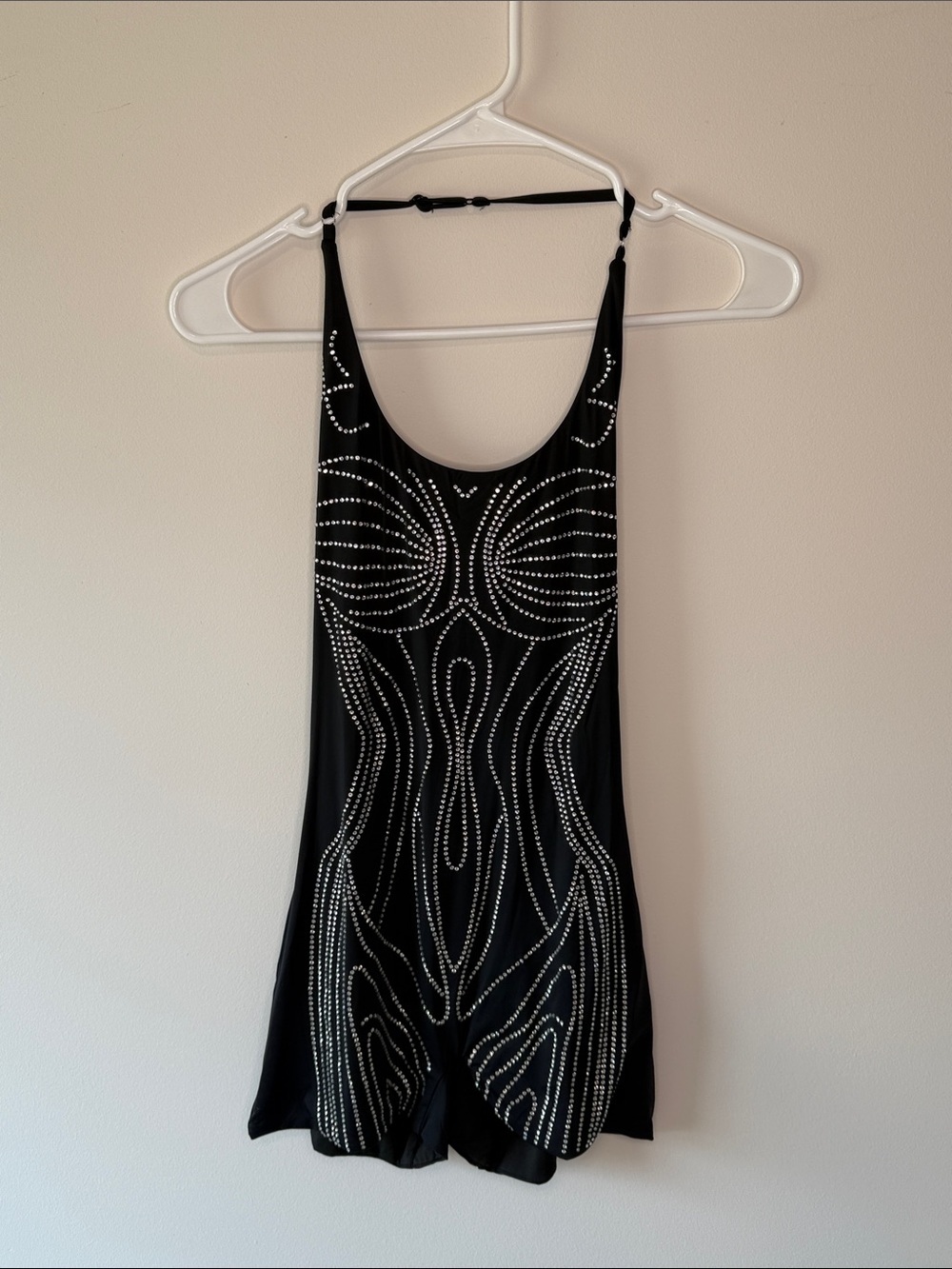 White Fox Boutique Black Playsuit with Silver Rhinestone Accents